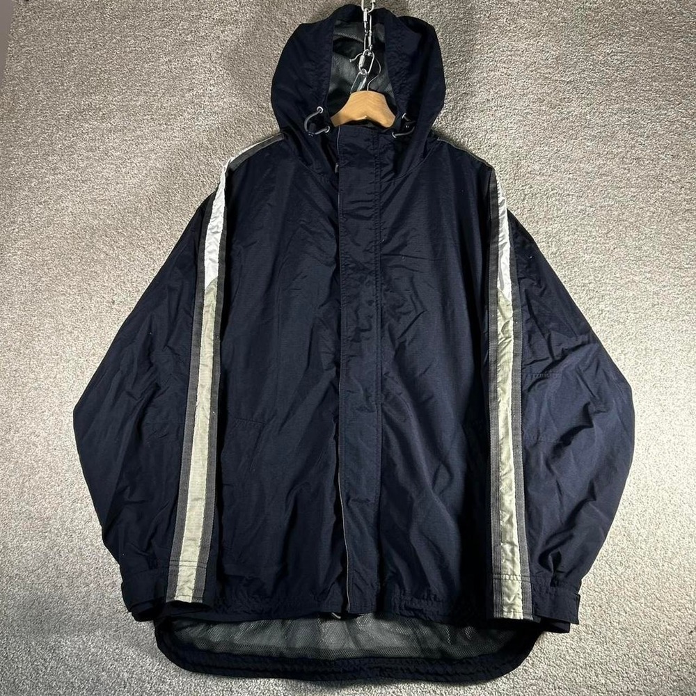 Vintage 90s GAP navy blue with white and grey piping gorpcore shell jacket Large